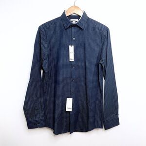 Bar lll Dress Shirt Mens 15 - 15.5 Blue Green Button Up Slim Fit Stretch 34-35 M